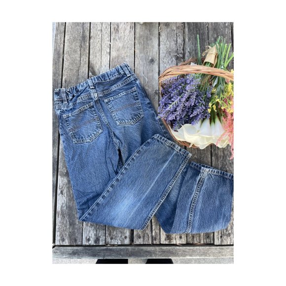 Y2K Oshkosh B'Gosh Denim Blue Jeans Straight Whiskering Fade Adjustable Sz 12S - Picture 6 of 7